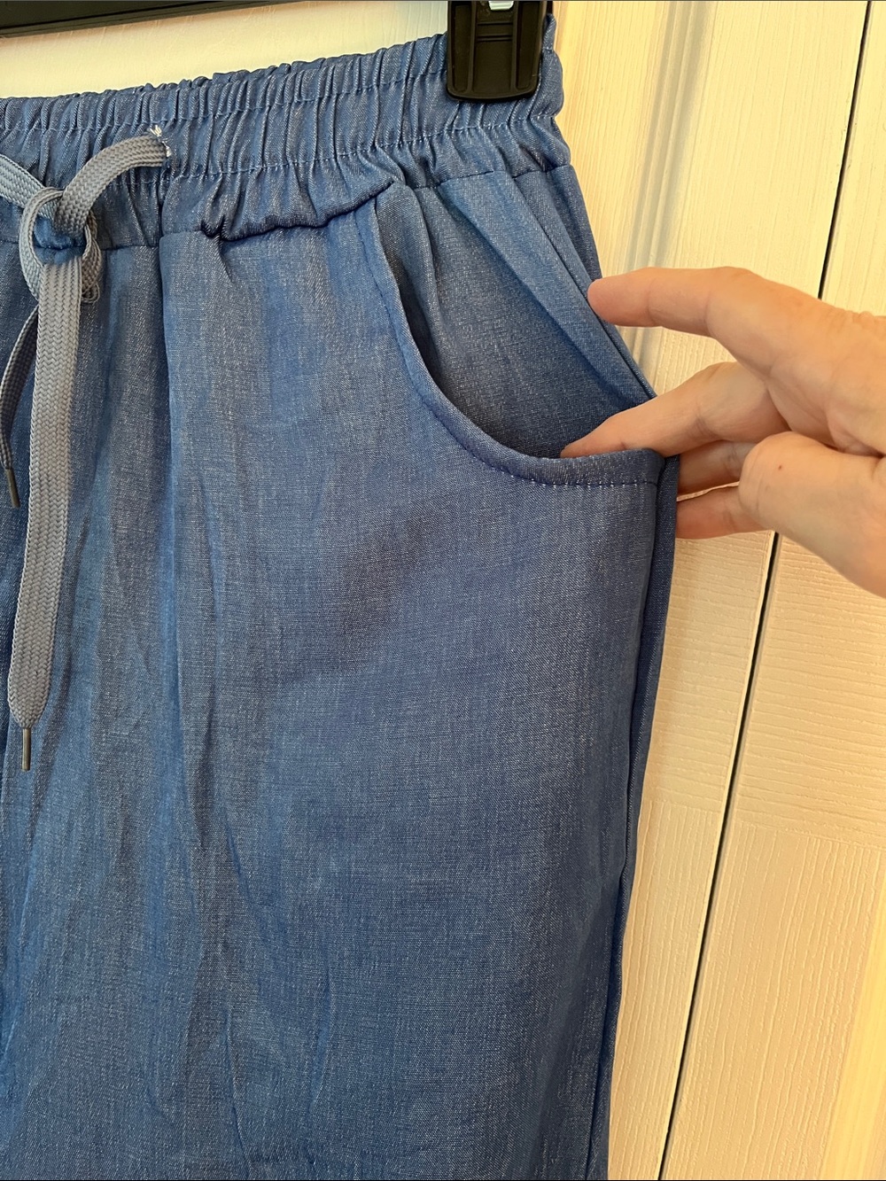🍎Casual Blue Drawstring Lounge Pants with Patch - Picture 6 of 6